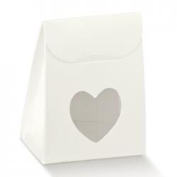 Scatolina per confetti bianca con finestra cuore 1